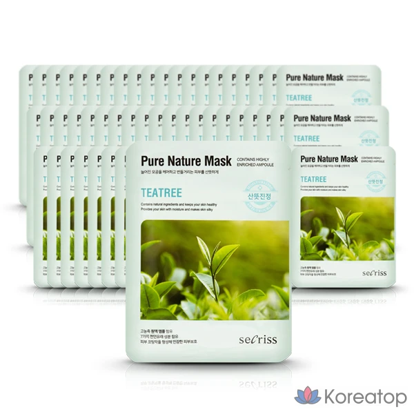 Anskin набор масок Secret Pure Nature, масло чайного дерева, 25 мл, 60 листов, 1 упаковка, 60 штук