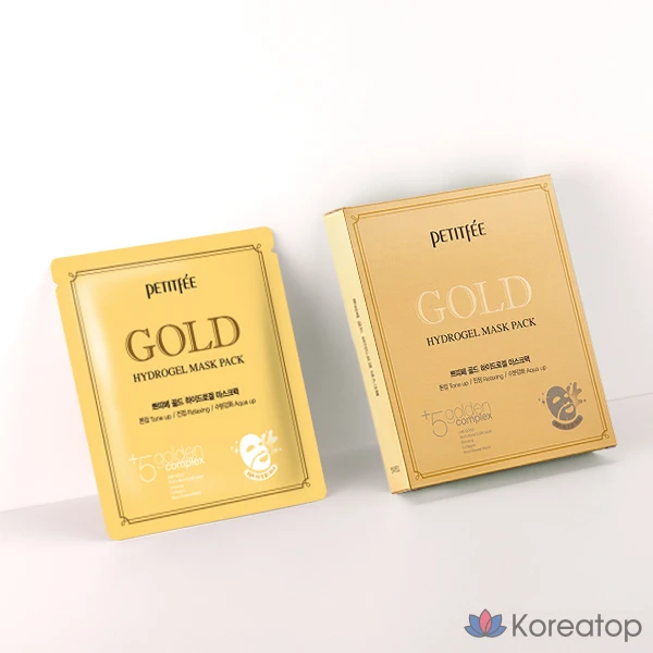 Гидрогелевые маски Petitfee Gold, 32 г, 5 штук, 2 упаковки., фото 2