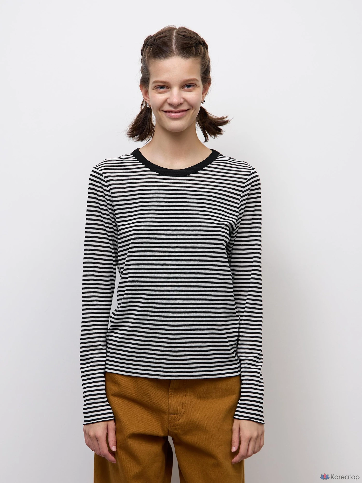 Футболка Uniqlo Soft Sheer Stripe Crew Neck T Long Sleeve