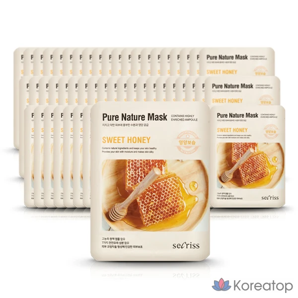 Anskin Secret Pure Nature Mask Pack, мед 25 мл x 60 листов, 1 упаковка, 60 штук