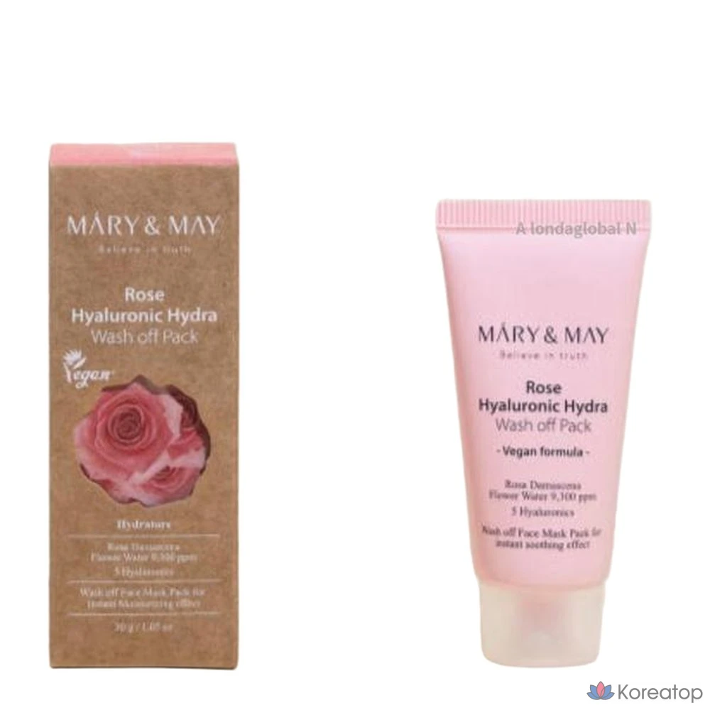 Смываемая маска для лица Marienmay Rose Hyaluronic Hydra, 30 г, 1 упаковка.