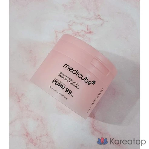 Тонизирующий гель-тонер Medicube PDRN Pink Collagen Toning Gel Pad / Ribbon Cleansing Band Free