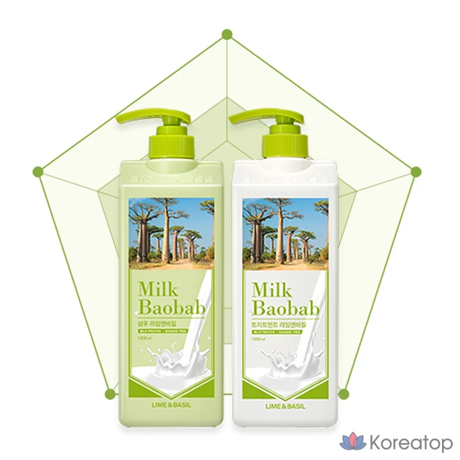 Шампунь Milk Baobab с лаймом и базиликом, 1 л, 1 шт.