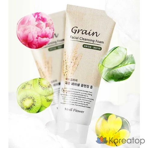 Пенка для умывания Grain Facial Cleansing Foam 120ml Medi Flower, 150 мл