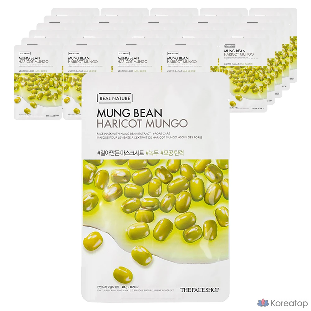 Тканевая маска для лица The Face Shop «Зеленая фасоль», 1 упаковка, 30 листов