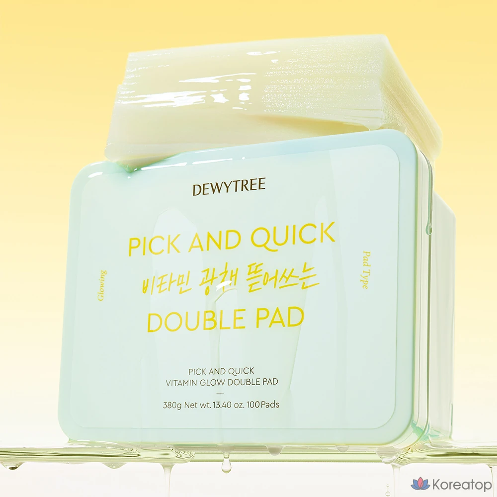 Dewytree Pick &amp; Quick Vitamin Glow, отрывные двойные подушечки для лица, 380 г, 1 упаковка, 100 листов