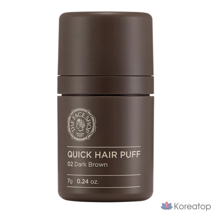 Тени для век The Face Shop Quick Hair Puff Shadow, оттенок 02 DARK BROWN, 7 г, 1 шт.