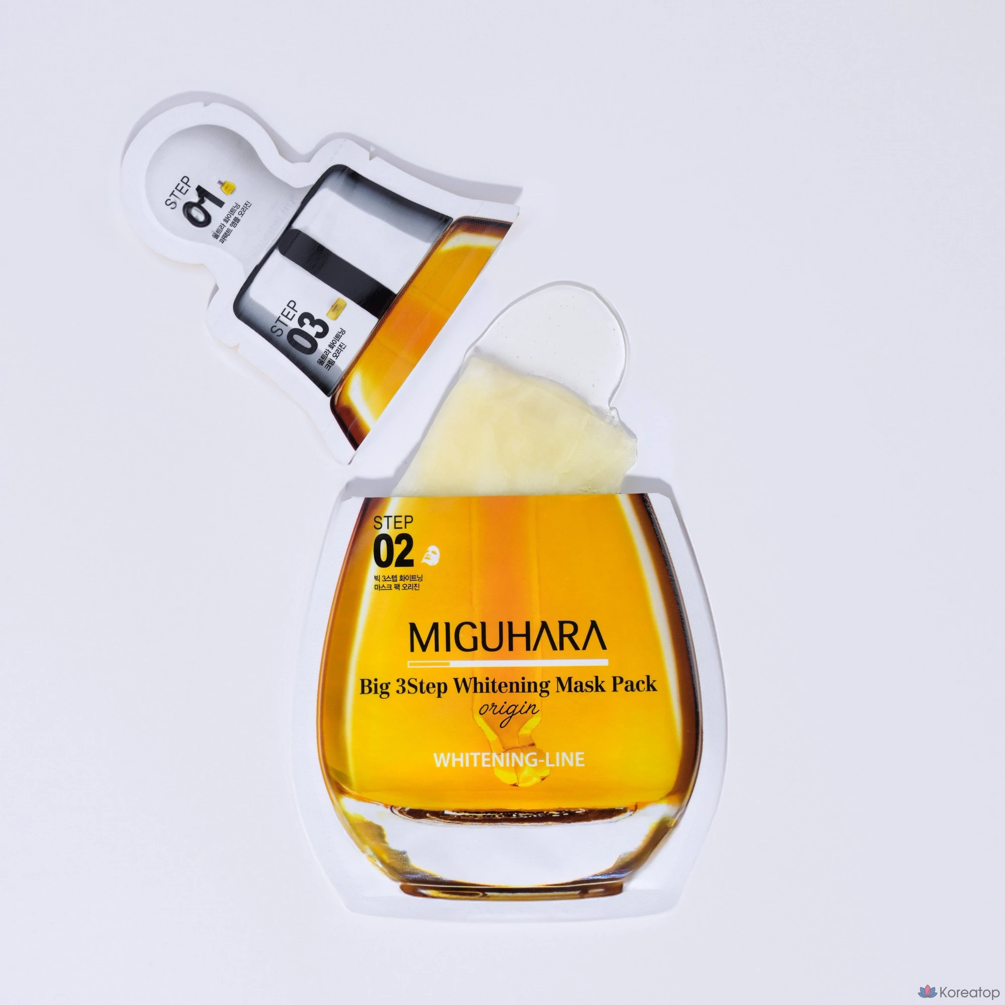 Набор отбеливающих масок Migu Hara Big 3-Step, 10 штук, 2 упаковки, фото 3