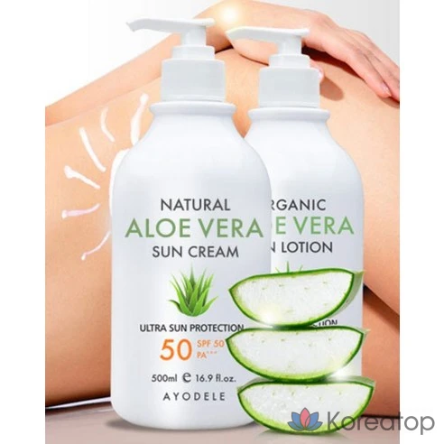 Солнцезащитный крем AYODELE с натуральным алоэ вера SPF50+ PA+++, 500 мл, фото 4