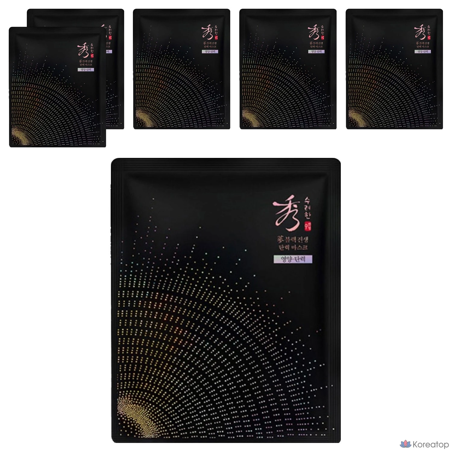 Маска для повышения эластичности кожи Sooryehan с черным женьшенем, 33 мл, 1 упаковка, 6 штук.