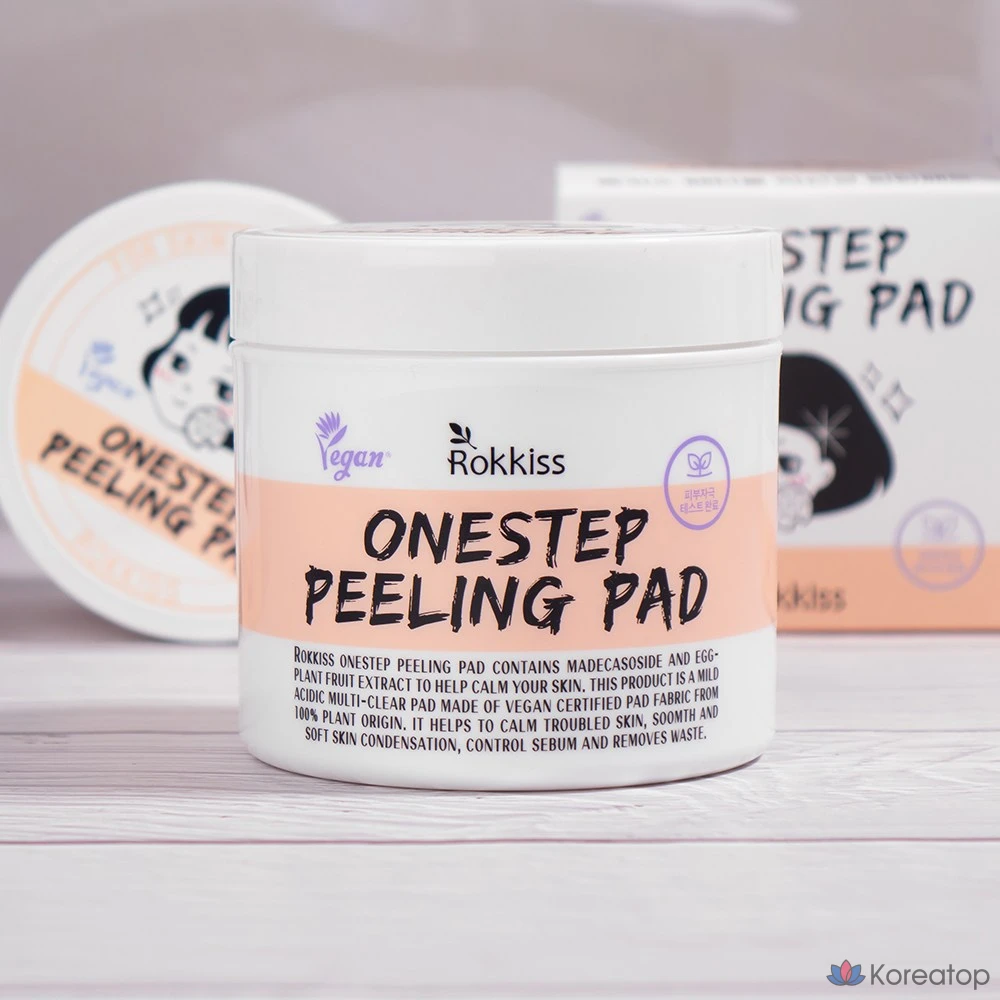 Слабокислотные отшелушивающие салфетки Rokkiss, 70 листов, 1 упаковка.