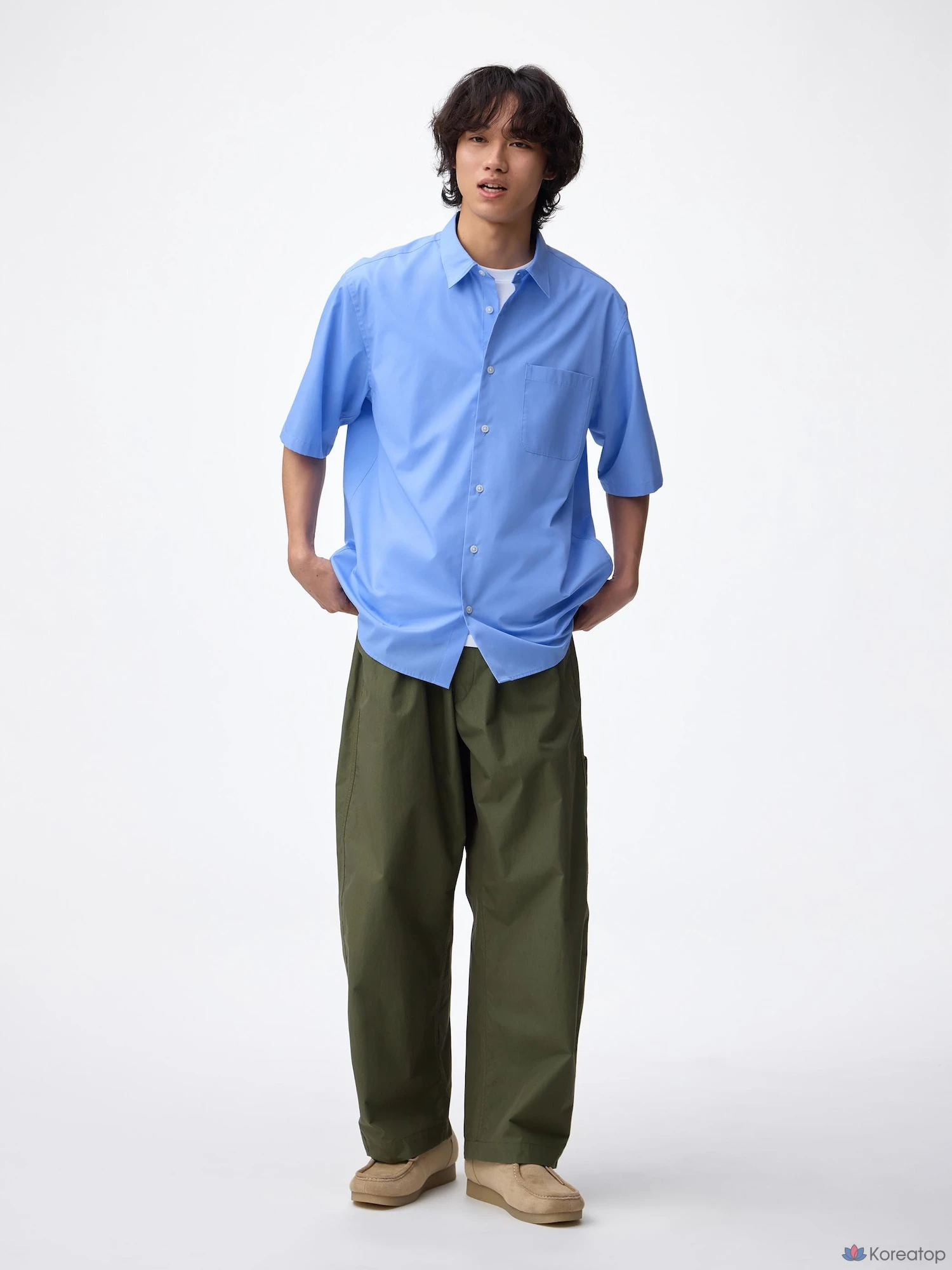 Рубашка Uniqlo Easy Care Broadcloth, короткий рукав