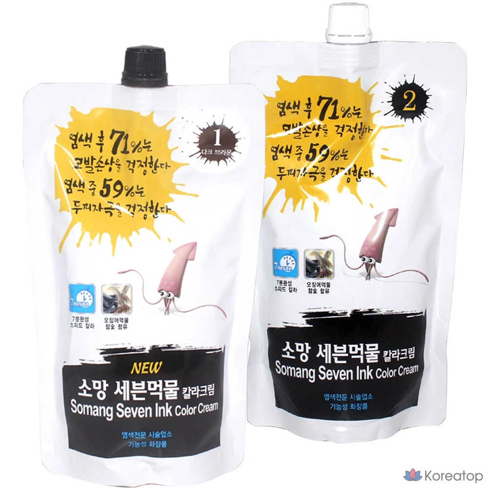 Чернила Incus Somang Seven Ink Color Cream (Squid Ink) Speed Dye, 400 г, Темно-коричневый, Без аммиака, с низким уровнем раздражения, краситель для серого цвета, краситель для закрашивания серого цвета, 1 шт.