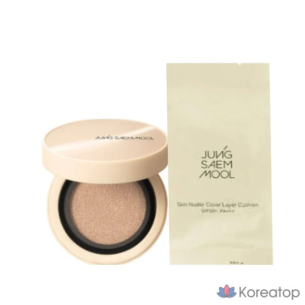 Jeong Saem Mool Skin Nude Cover Layer Cushion (основной продукт + сменный блок) - Medium, 1 шт.