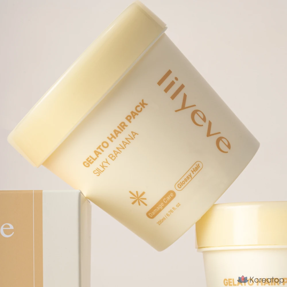Восстанавливающая маска для волос Lilyeve Repair Gelato Hair Pack Silky Banana с высоким содержанием протеина для поврежденных волос, содержит экстракт морских водорослей, 1 шт., 200 мл