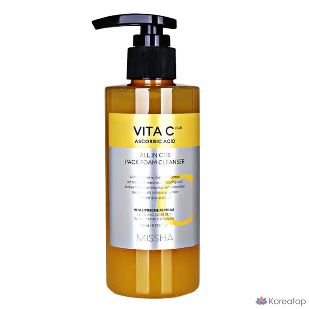 Очищающая пенка для лица Missha Vita C Plus All-in-One Pack, Vita C Plus All-in-One Pack Foam Cleanser, 200 мл