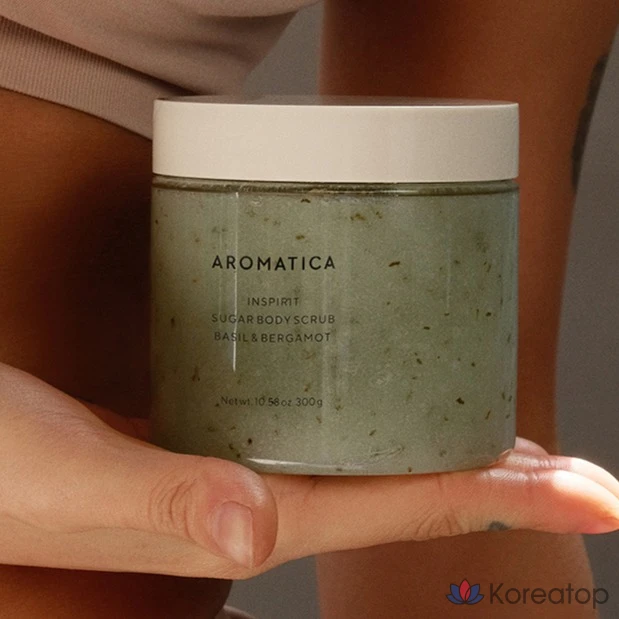 Ароматический сахарный скраб для тела Aromatica с базиликом и бергамотом, 300 г, 1 шт., фото 2