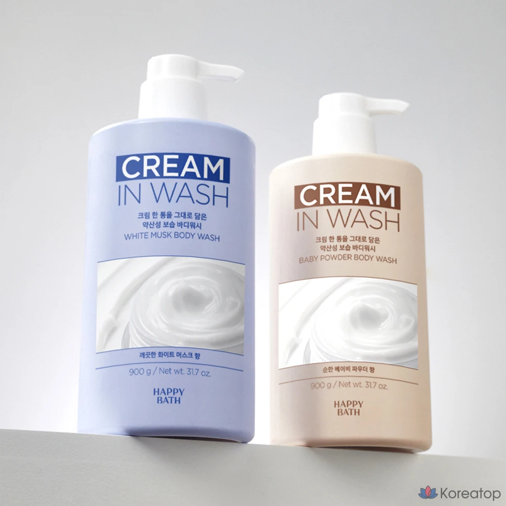 Увлажняющий гель для душа Happy Bath Cream с мягкой кислотностью и ароматом белого мускуса, 900 г, 1 шт.