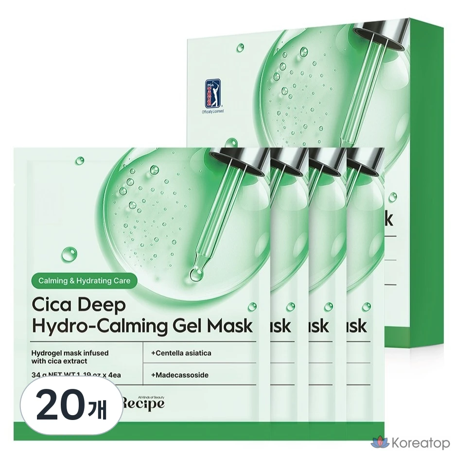 Тканевая маска для лица Re:cipe Cica Deep Hydro Calming Gel Mask, 20 шт.