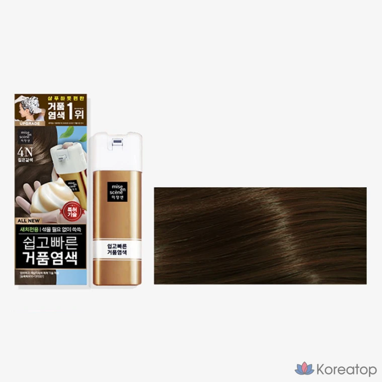 Mise en Scene пенная краска для волос, темно-коричневый оттенок 4N, 1 шт., фото 2