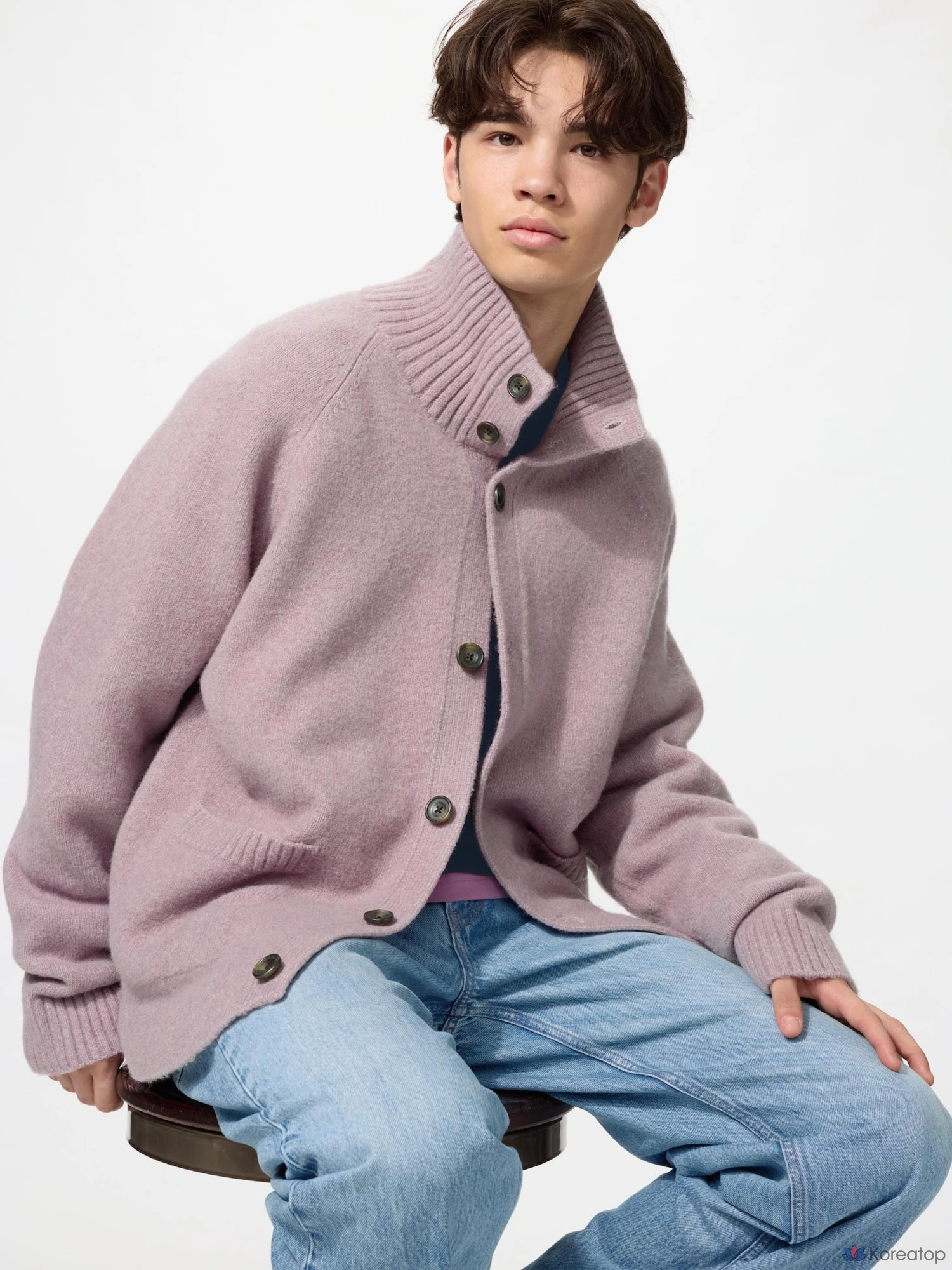 Кардиган Uniqlo Souffle Yarn Stand Collar