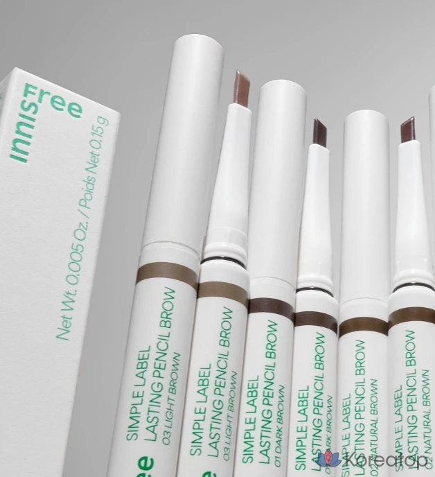 Карандаш для бровей Innisfree Simple Label Lasting Pencil Brow, 0,15 г, темно-коричневый, 1 шт., фото 3