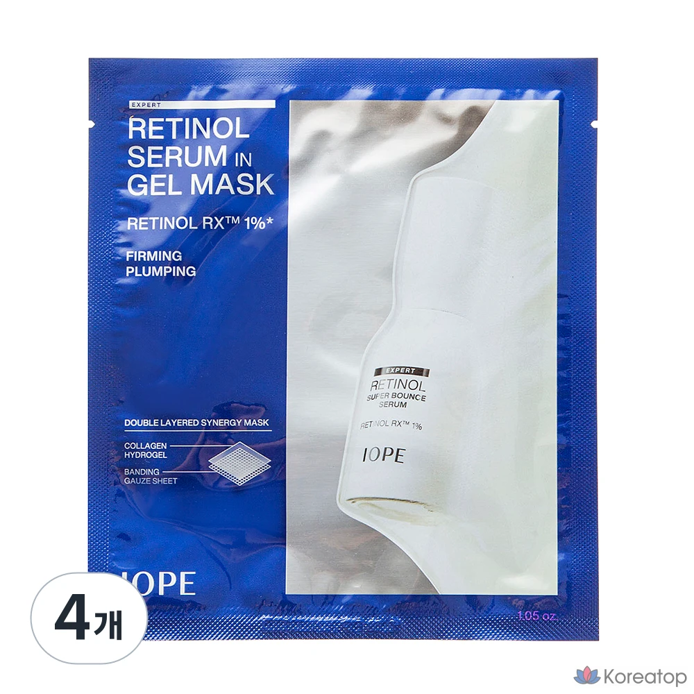 Ретиноловая сыворотка в гелевой маске IOPE, 1 упаковка, 4 упаковки