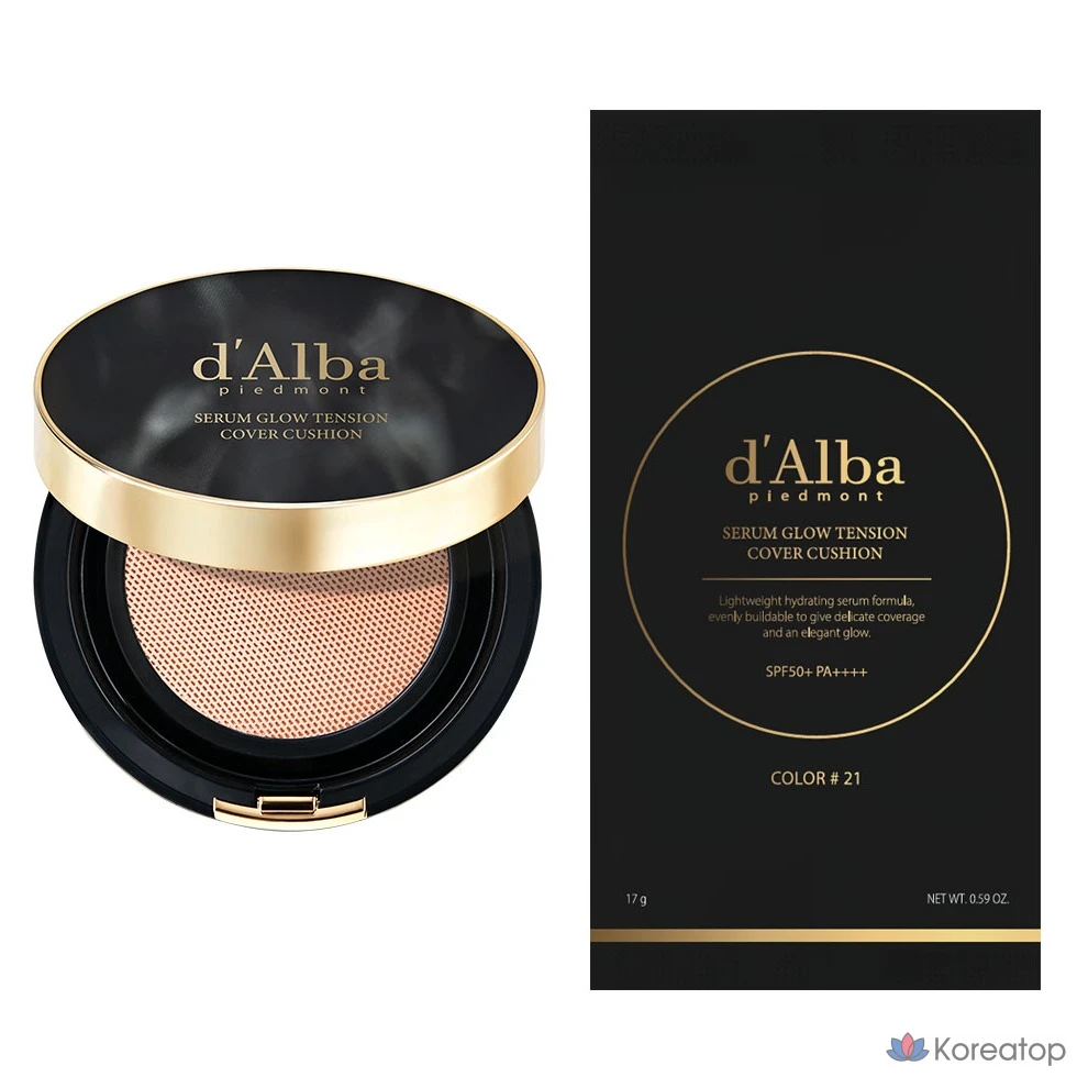 Набор D'alba Serum Glow Tension Cover Cushion 17 г + сменный блок 17 г, № 21, 1 шт.