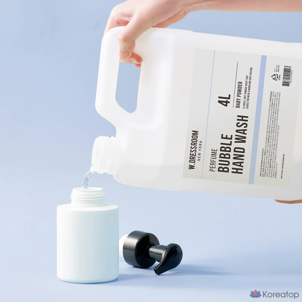 Сменный блок для жидкого мыла для рук W.Dressroom Perfume Bubble, детская присыпка, 4 л, 1 шт.
