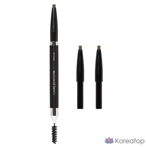 Карандаш для бровей Etude House Natural Brow Auto Pencil, 0,18 г, 2 сменных стержня, оттенок № 1 Mocha Brown.