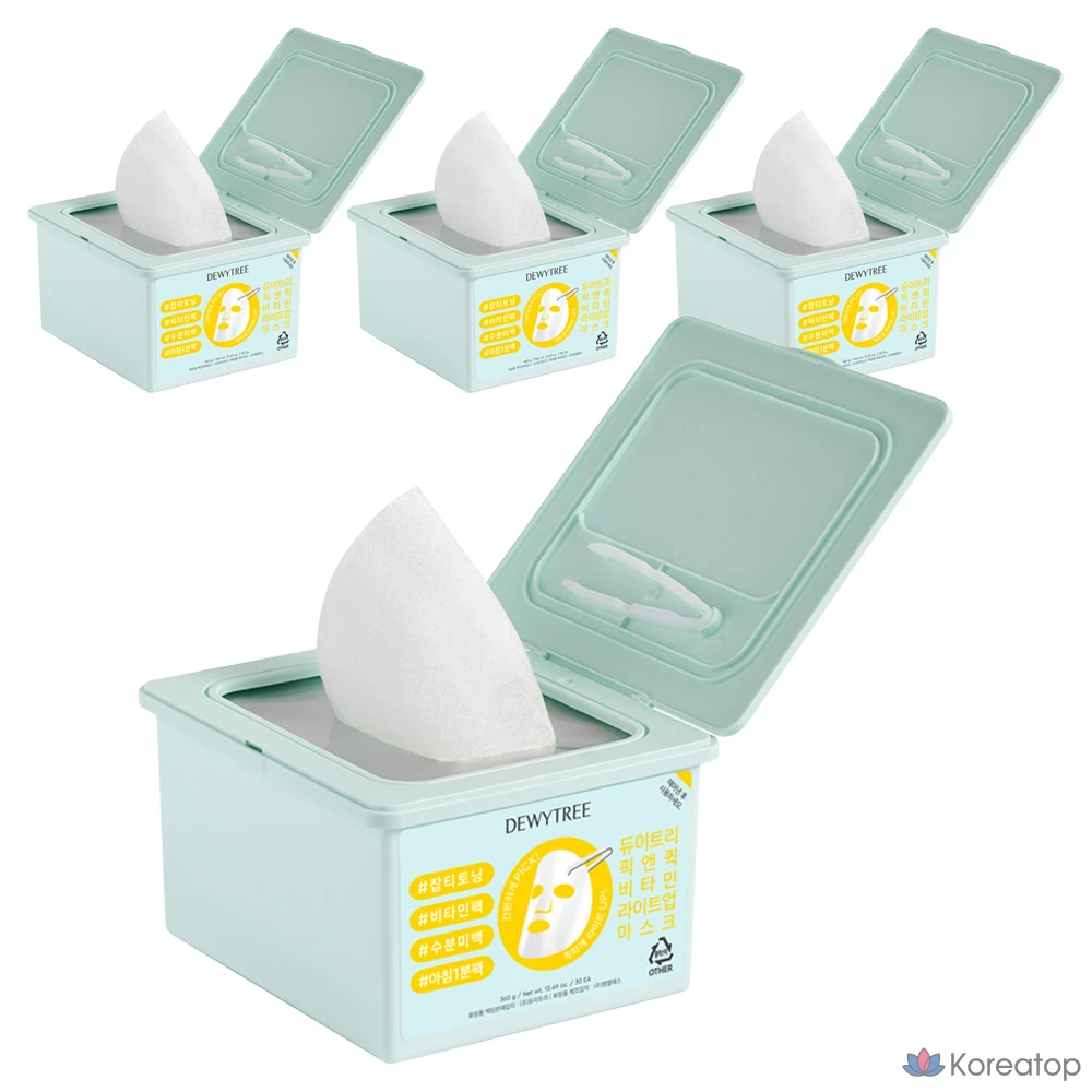 Светящаяся маска для лица Dewytree Pick & Quick Vitamin, 30 штук, 4 упаковки