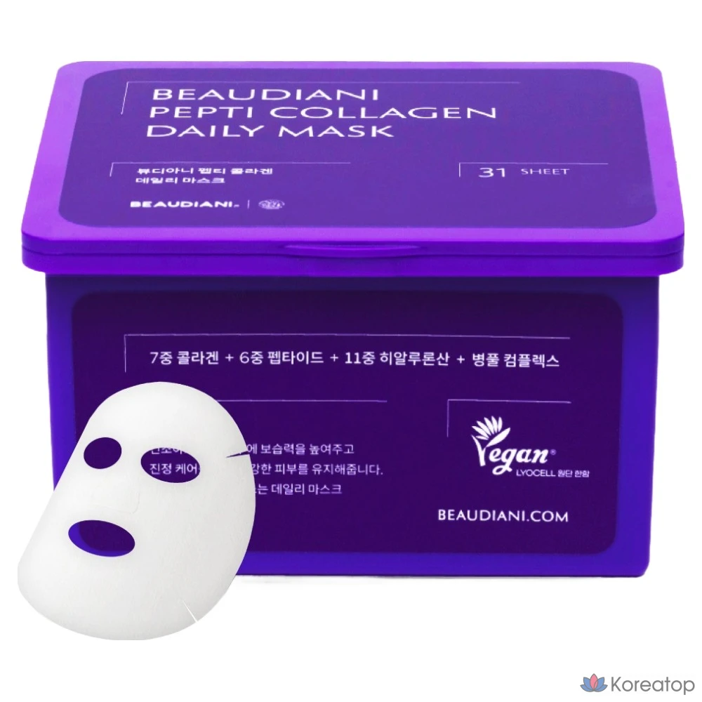 Ежедневная коллагеновая маска для лица Beaudiani Pepti, 31 штука, 1 упаковка