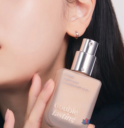 Тональный крем Etude House Double Lasting Vegan Cover Foundation, 30 г, 1 шт., 21N1 Нейтральный бежевый, фото 5