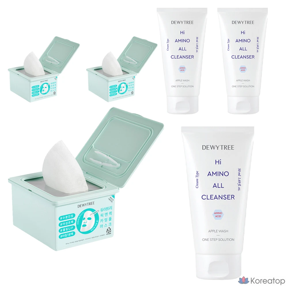 Маска-пленка Dewytree Pick & Quick Calming Pull-Out Mask + очищающая пенка с высоким содержанием аминокислот, 50 мл, 2 упаковки, 3 упаковки