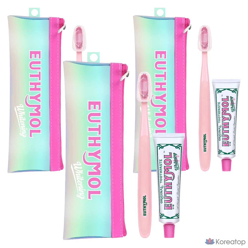 Набор для ухода Euthymol Whitening Portable Toothpaste 40 г + зубная щетка, 3 шт.