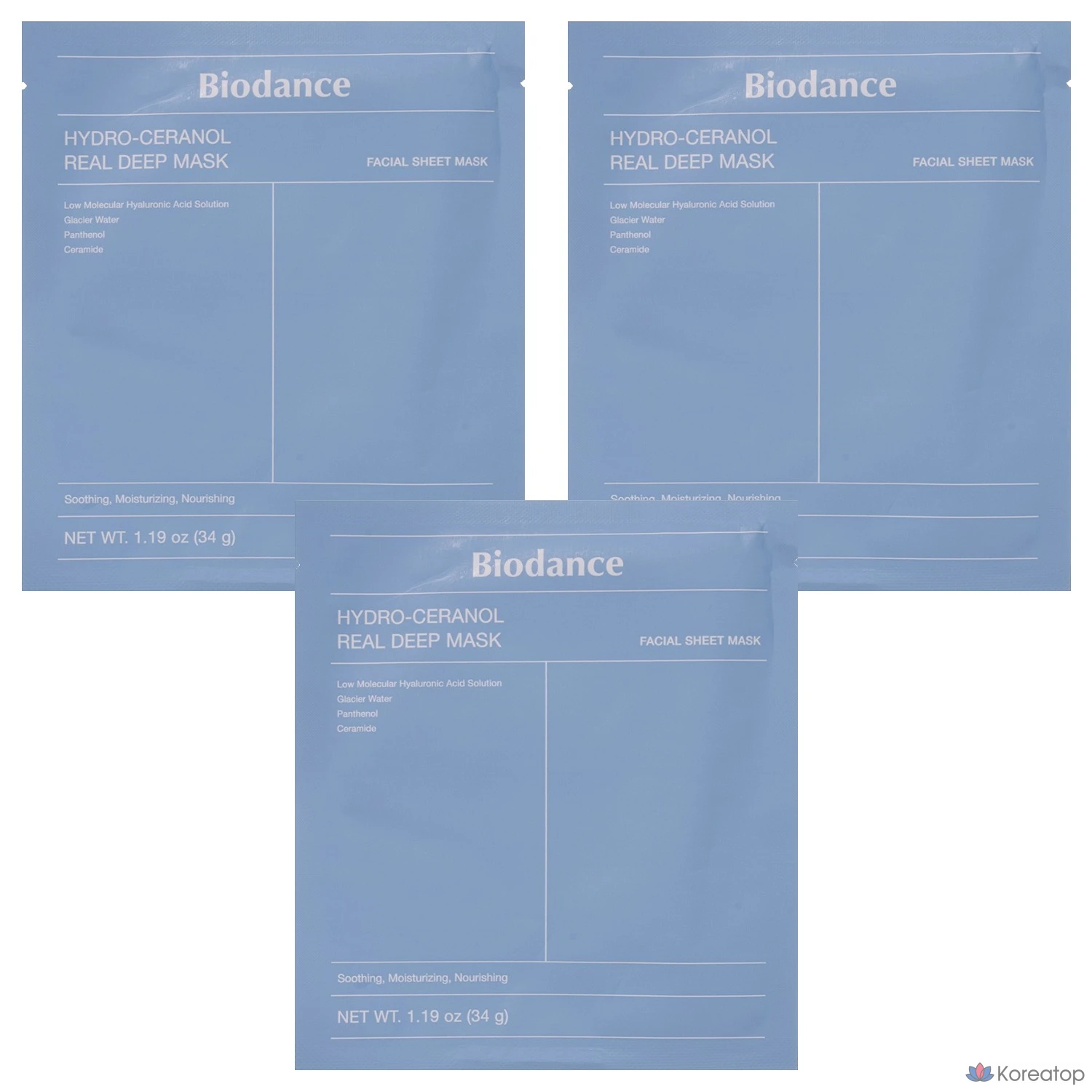 Тканевая маска для лица Biodance Hydro Cera-Nol Real Deep Mask, 3 шт.