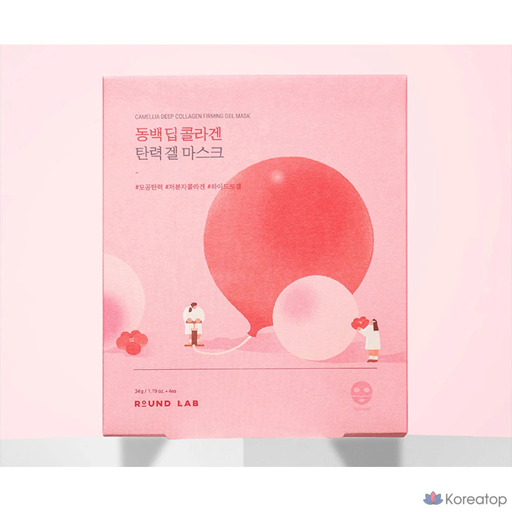 Гелевая маска Round Lab Camellia Deep Collagen Elasticity Gel Mask, 34 г, 4 упаковки, 6 упаковок, фото 3