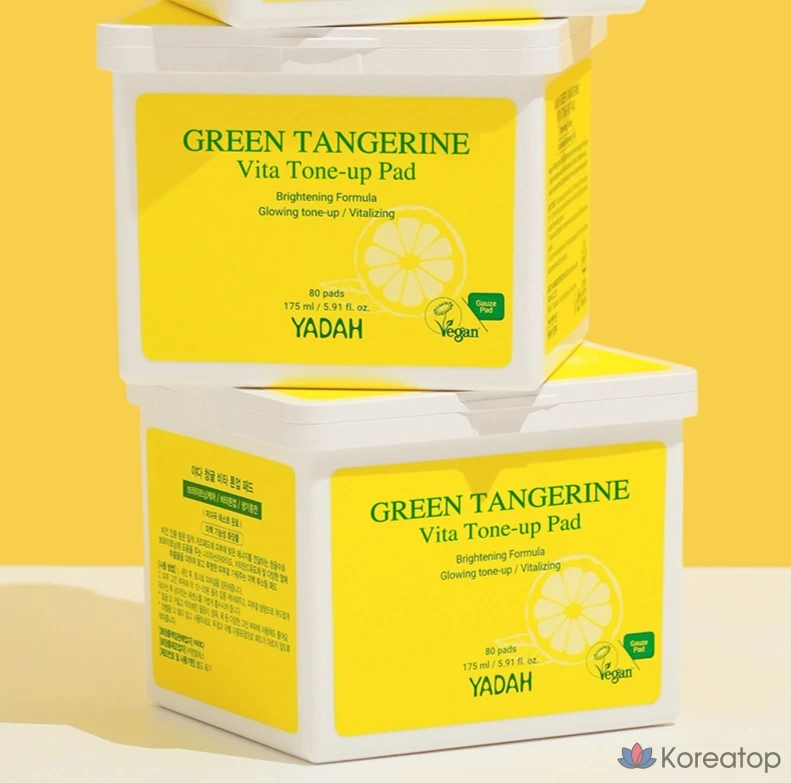 Тонизирующие подушечки Yadah Green Tangerine Vita Tone-Up Pad, 175 мл, 80 листов, 1 шт.