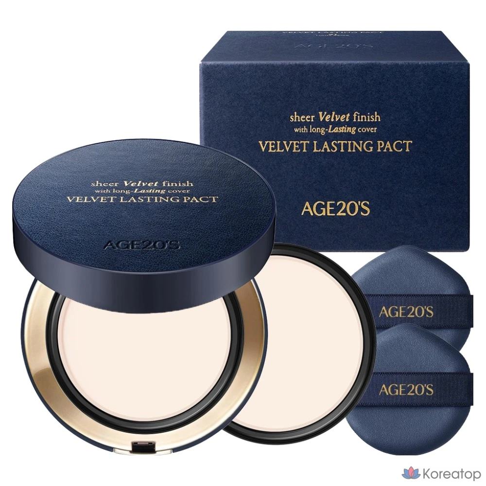 Age 20's Velvet Lasting Pact 14g + сменный блок 14g, 19C Pure Beige, 1 шт.