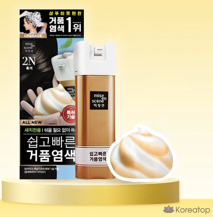 Пенная краска для седых волос Mise en Scene, черный цвет 2N, 1 шт., фото 6