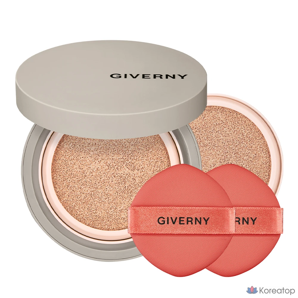 Набор тональной основы Giverny Close-Fit Matte Cushion Foundation (12 г) + сменный блок (12 г), оттенок 23NW Medium Beige, 1 шт.