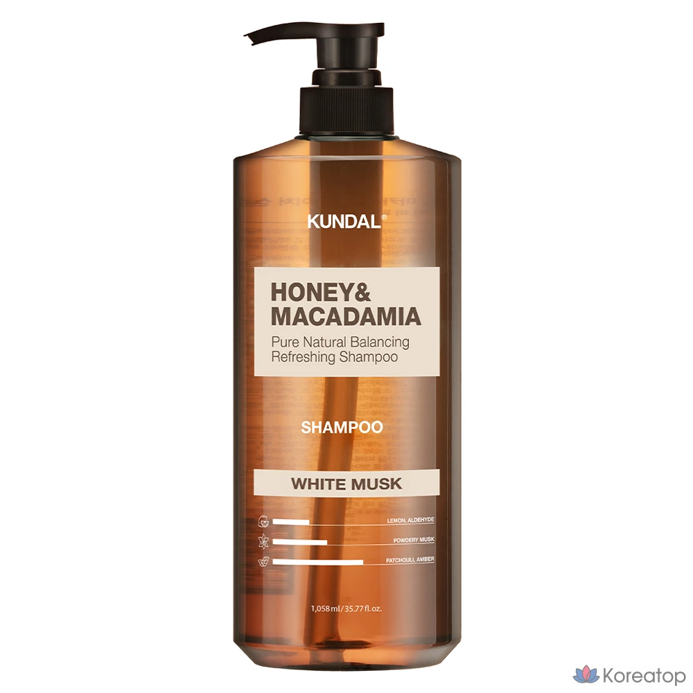 Kundal Honey & Macadamia Nature Шампунь с белым мускусом, 1,058 л, 1 шт.