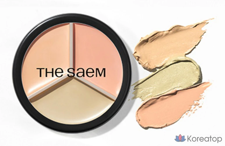 Консилер The Saem Cover Perfection Triple Pot, 13,5 г, 1 шт., оттенок 03 Correct Up Beige, фото 2