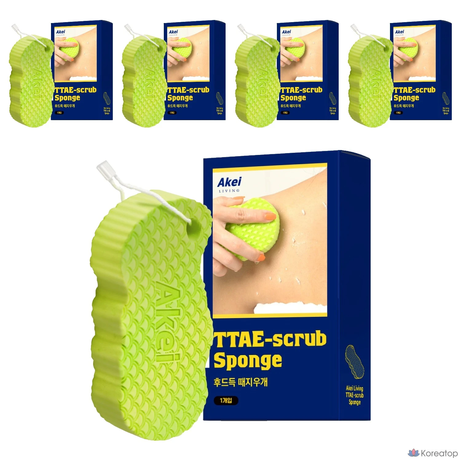 Губка-ластик с капюшоном Akei Derma+ Living, 1 упаковка, 5 штук