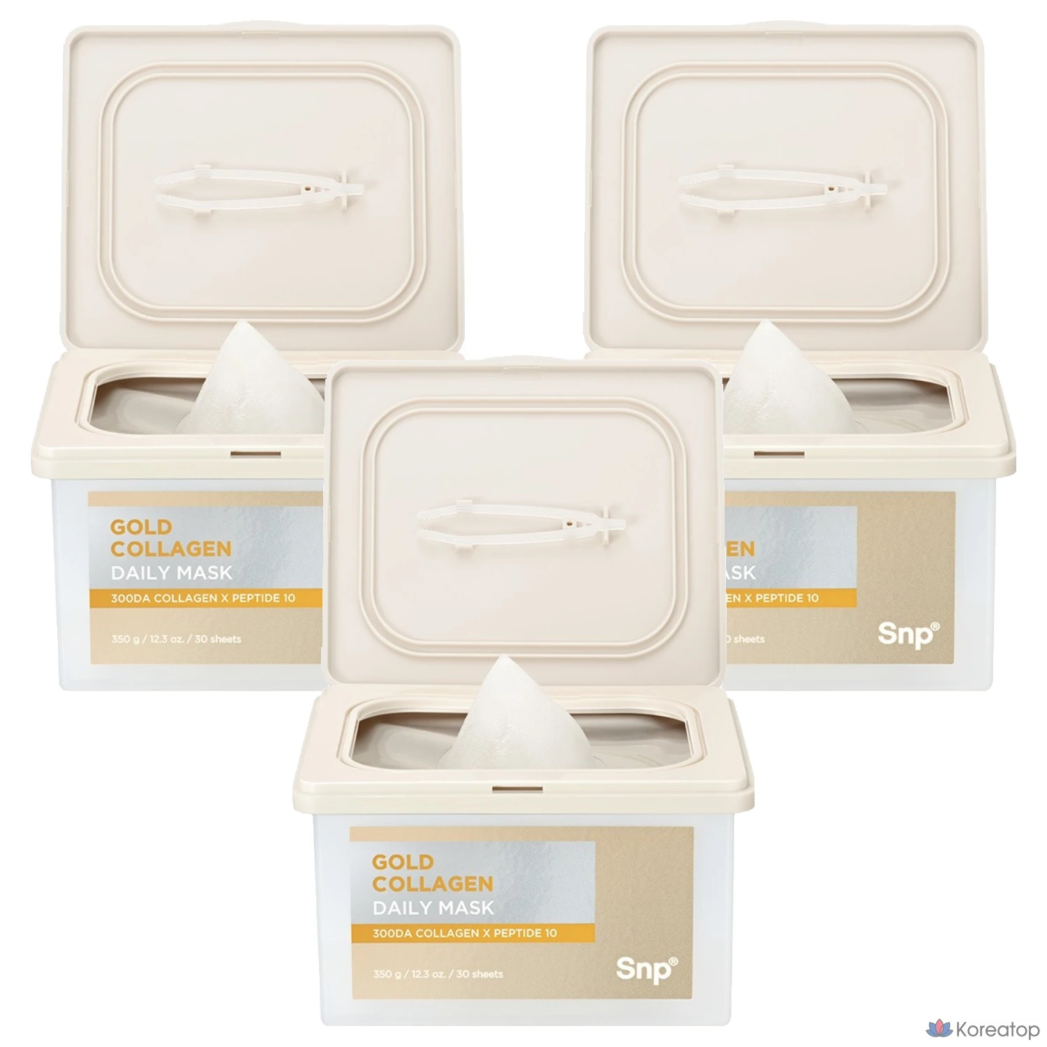 Набор масок SNP Gold Collagen Daily Extract Mask Pack, 350 г, 30 штук, 3 упаковки.