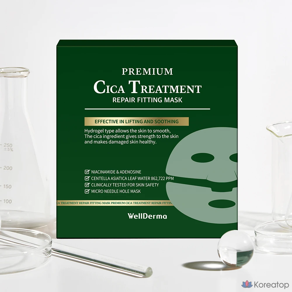 Маска для восстановления и ухода за кожей WellDerma Premium Cica Treatment Repair Fitting Mask, 25 г, 7 шт., 1 упаковка, фото 3