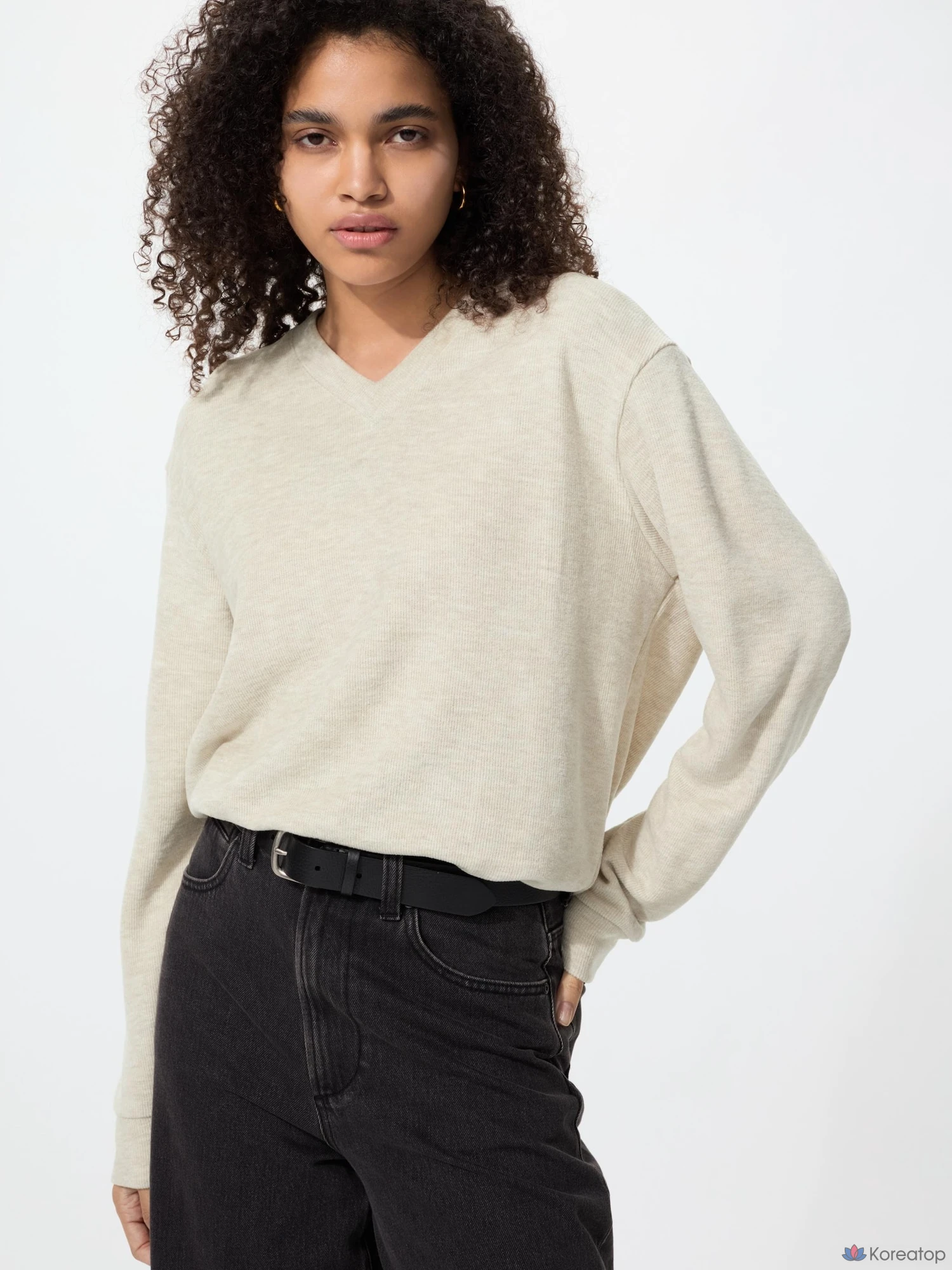 Футболка Uniqlo Rib Knit Fleece V-Neck T