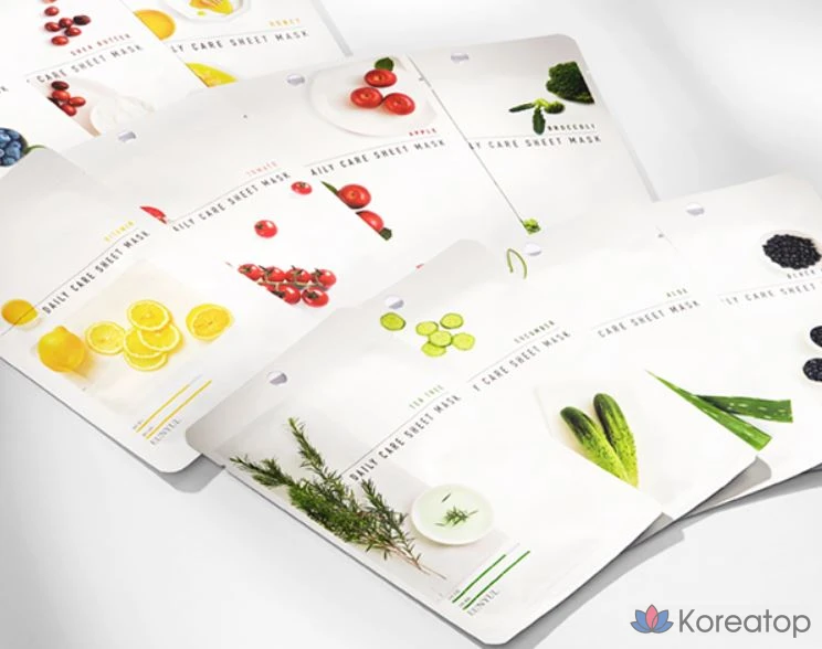 Набор тканевых масок для ежедневного ухода Eunyul: успокаивающая алоэ вера 10 штук + огурец 10 штук + масло чайного дерева 10 штук, 1 упаковка, 5 комплектов., фото 5