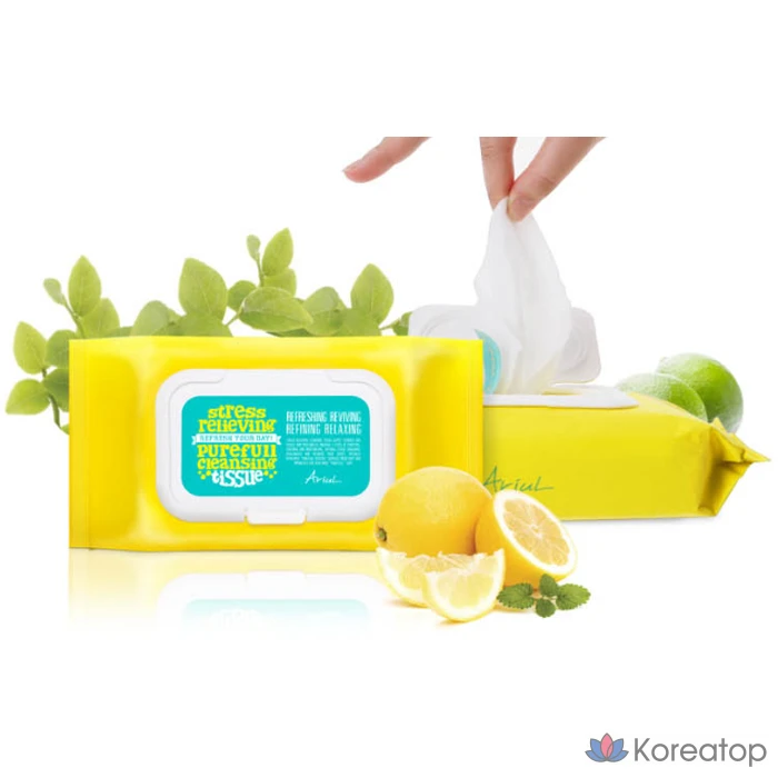 Очищающие салфетки Ariel Stress Relieving Pureful, 80 листов, 1 упаковка, фото 4