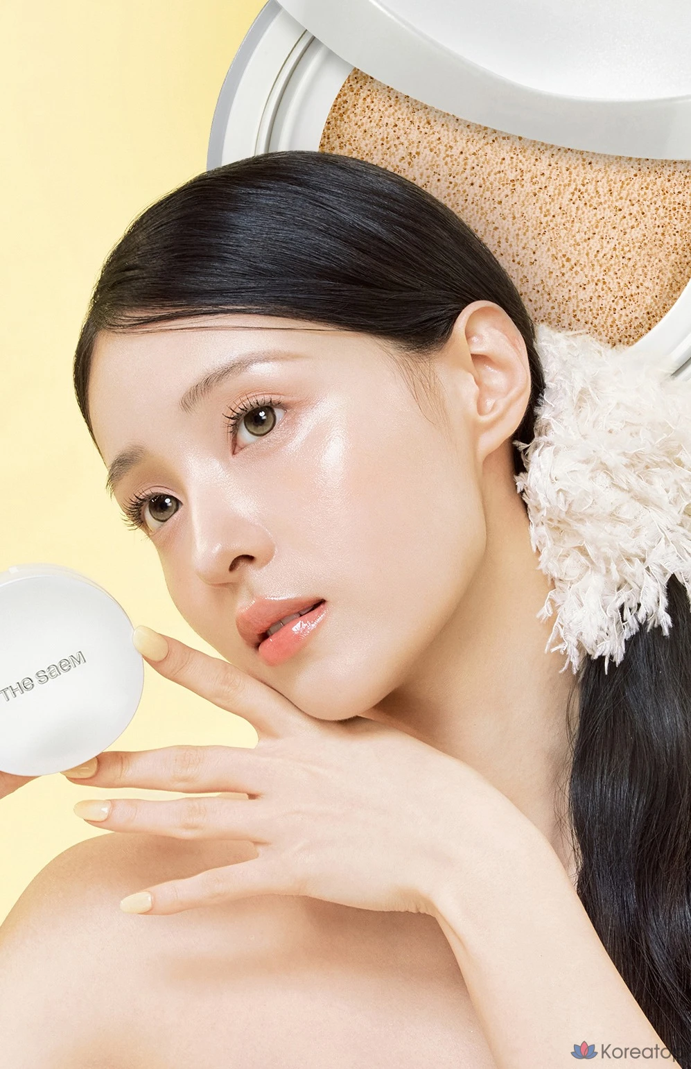 Набор The Saem Skin Perfection Glutathione Toning Cushion 12 г + сменный блок 12 г, 23 Вт, насыщенный бежевый, 1 шт., фото 7
